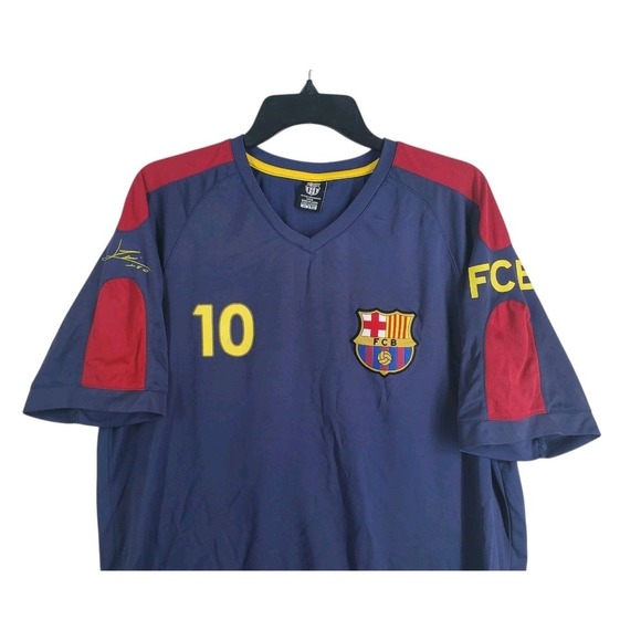 FCB Soccer Jersey Shirt #10 Messi Mens XL Fits L Blue Maroon SS - Picture 5 of 11